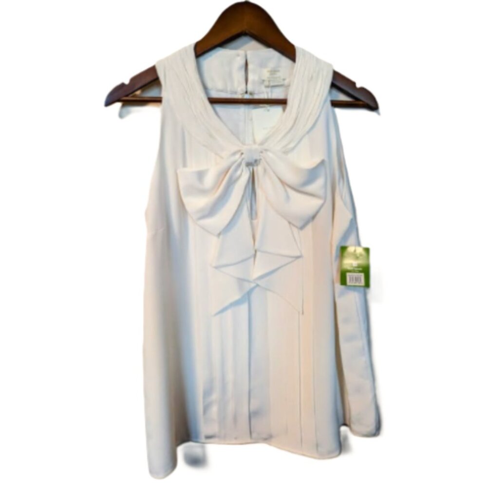 Kate Spade Lucinda Silk Bow Top L NWT Cream Sleeveless Designer Blouse